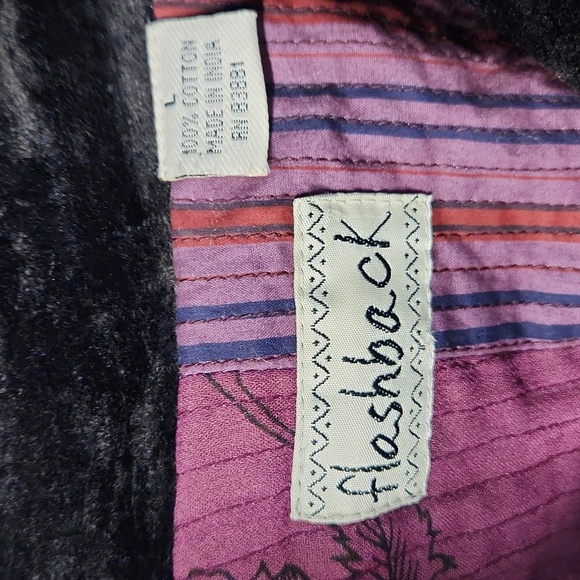 EUC Flashback Women's sz L Embroidered, Plaid, Velour button down coat - Picture 4 of 7